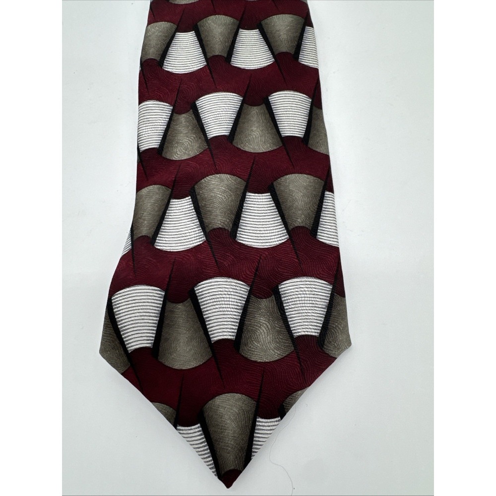 Ziggurat By Mulberry Silk Maroon Gold Pencils‎ Classic Mens Necktie